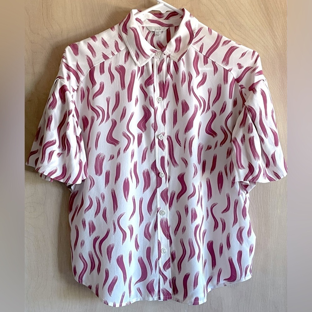 Joie Taormina Blouse XXS 100% Silk Printed Button Front Top Women’s